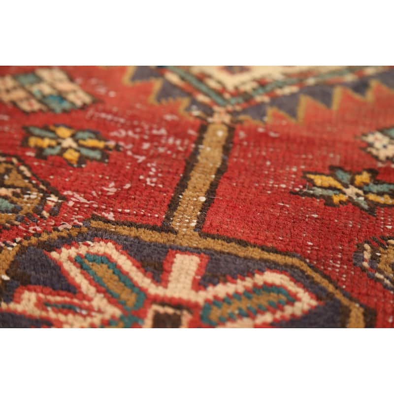 Hand Knotted Oriental 100% Wool Carpet Traditional Geometric Oranges & Rust Bakhtiari Area Rug - 10' 7'' X 4' 6''