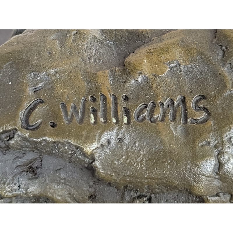 Playful Chimpanzee Swing On Bar Bronze Sculpture By C. Williams | Signed Original Artwork
