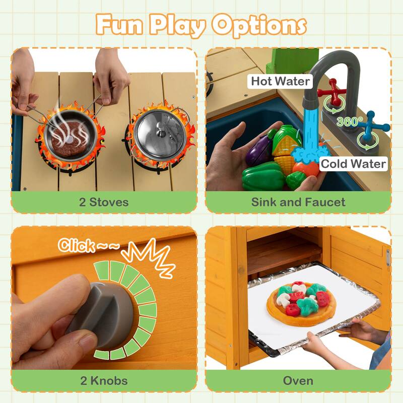 Costway Mud Kitchen for Kids with Realistic Stoves Faucet Sink Oven & - See Details