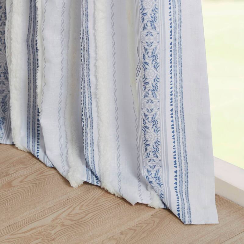 Madison Park Isabella Poly Printed Curtain Panel with Tufted Stripe and Lining