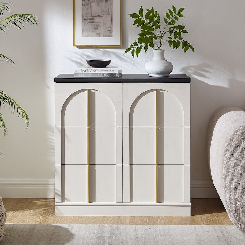 Buffet Cabinet with Arched Doors, Wood Sideboard with Adjustable Shelf
