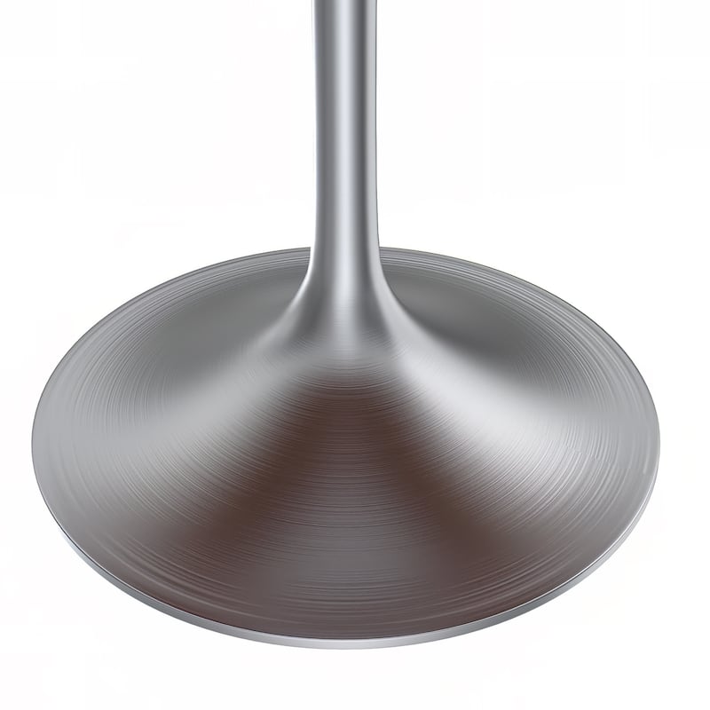 LeisureMod Verve 48" Round Dining Table with MDF Wood TableTop and Brushed Chrome Base for Kitchen & Dining Room