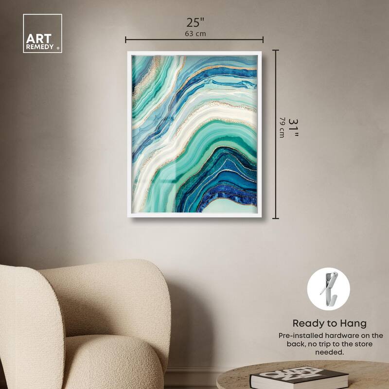 Blue Green Abstract Agate I Shadowbox by Art Remedy
