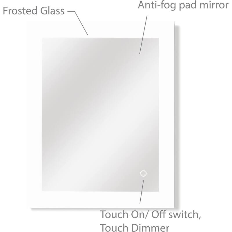 Dyconn Faucet Royal Tempered Glass Wall Mounted Backlit LED Bathroom Vanity Mirror with Touch and Tri-Color