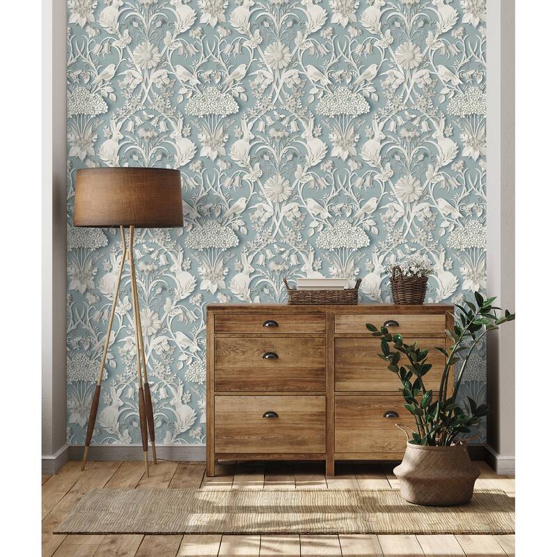 Fine Decor Fae Sky Blue Woodland Wallpaper