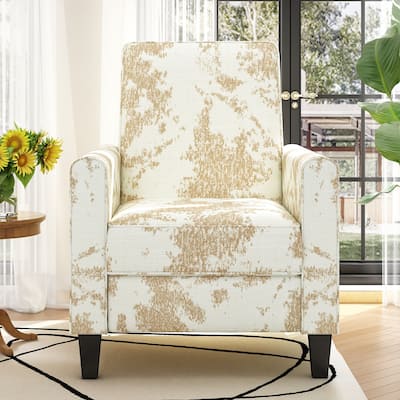27.5" Printed Recliner Chair with Adjustable Backrest, Push-Back Recliner， Upholstered Armchair with Wood Legs for Living Room