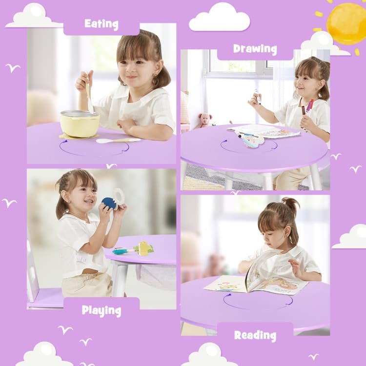 Wood Activity Kids Table and Chair Set with Center Mesh Storage for Snack Time and Homework - 23.5" x 23.5" x 17.5" (L x W x H)