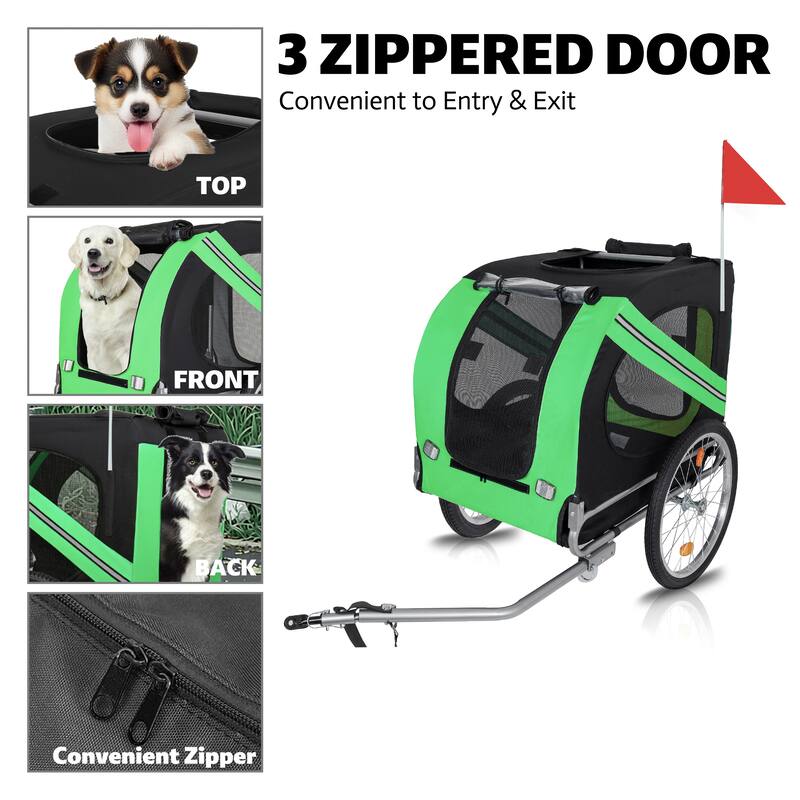 Large Folding Bike Trailer for Dogs, 100LB Capacity All-Terrain Pet Carrier for Cycling, Jogging, Camping & Outdoor Adventures