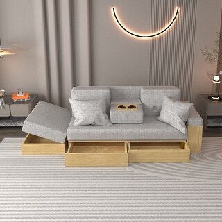 Multi-functional Linen Sofa with Storage Box and Drawer - Bed Bath ...