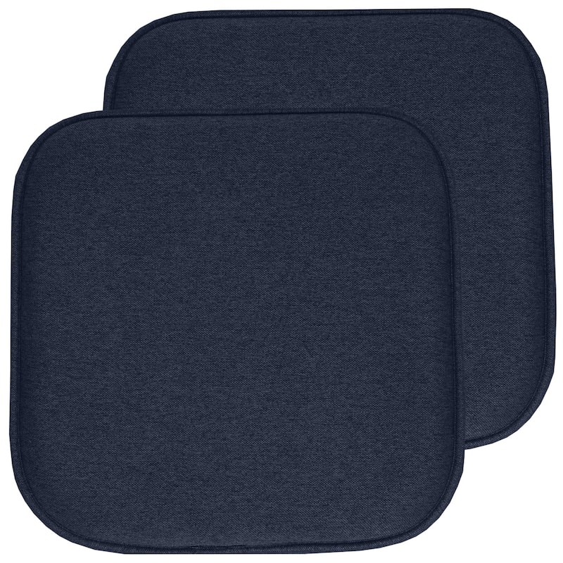 Charlotte Jacquard Cover Memory Foam Chair Pads - Navy - Set of 2