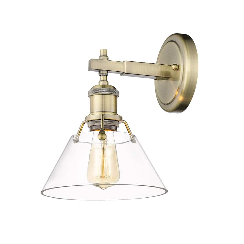 Orwell 1-Light Bath Vanity in Aged Brass with Clear Glass - Gold