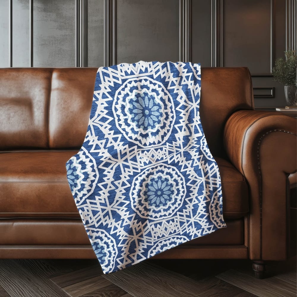 Premium Machine Washable Boho Suzani Sherpa Throw Blanket