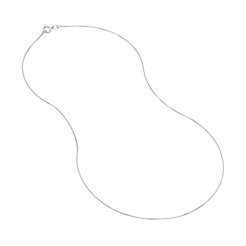 Curata 10k White Gold 0.55mm Box Chain Necklace With 5mm Square (Spring Ring)