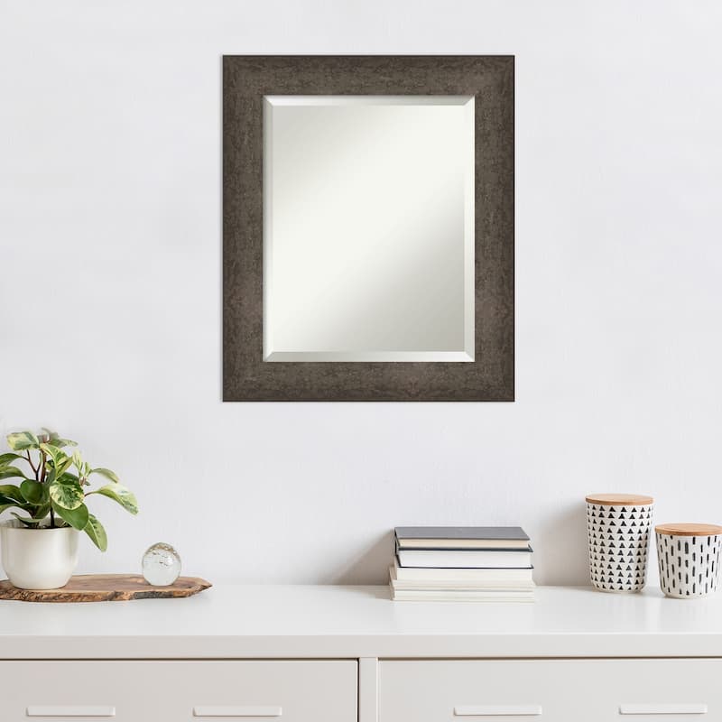 Dappled Beveled Wood Framed Wall Mirror