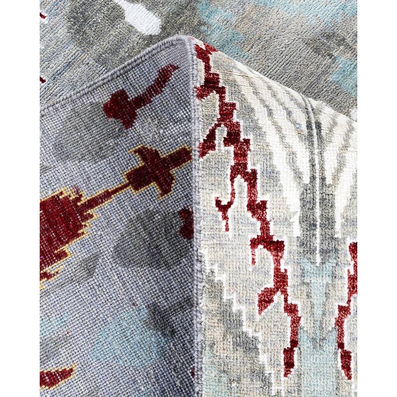 Ikat One-of-a-Kind Hand-Knotted Area Rug, Gray - 9' 1" x 12' 4"