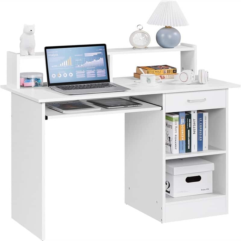 Home Office Wood Computer Desk - 20"D x 42"W x 37"H - White