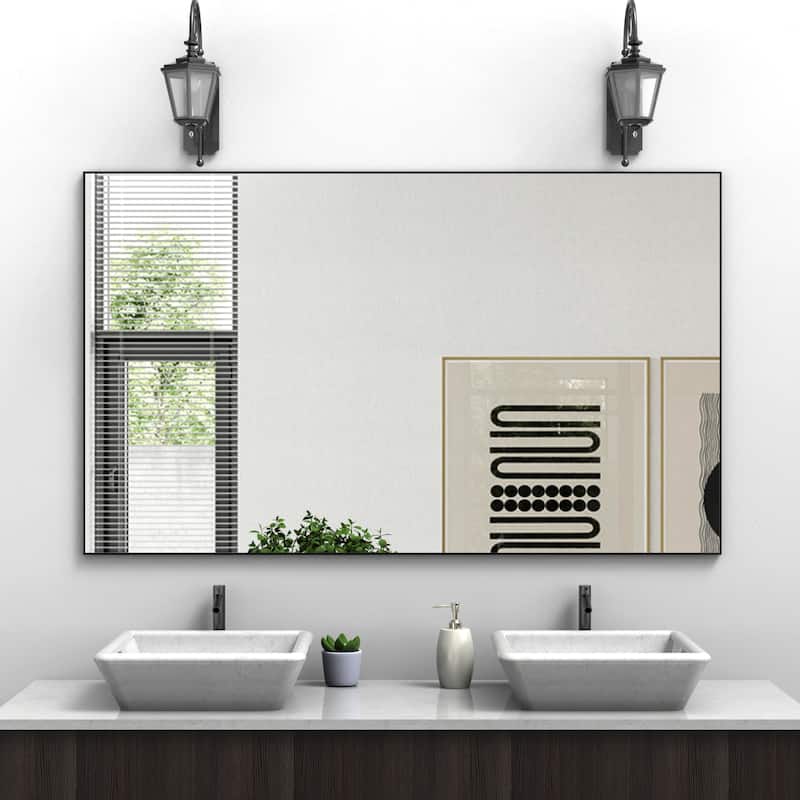 60"x36"Oversized Modern Rectangle Bathroom Mirror with Frame Vertical or Horizontal Wall Mounted mirror with Aluminum Frame