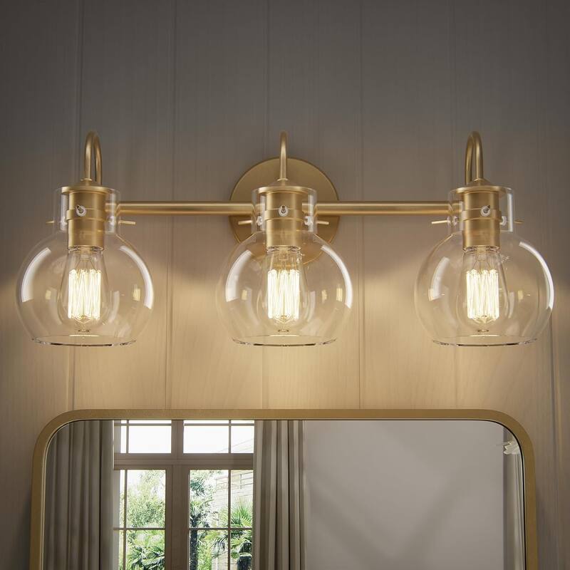 Modern 2/3/4 Bathroom Vanity Lights Clear Globe Glass Shade