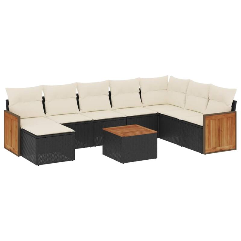 vidaXL Patio Sofa Set with Cushions Outdoor Conversation Furniture Poly Rattan