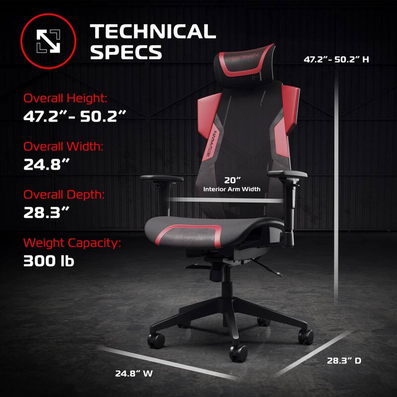 RESPAWN FLEXX Mesh Gaming Chair With Lumbar Support, Adjustable Headrest