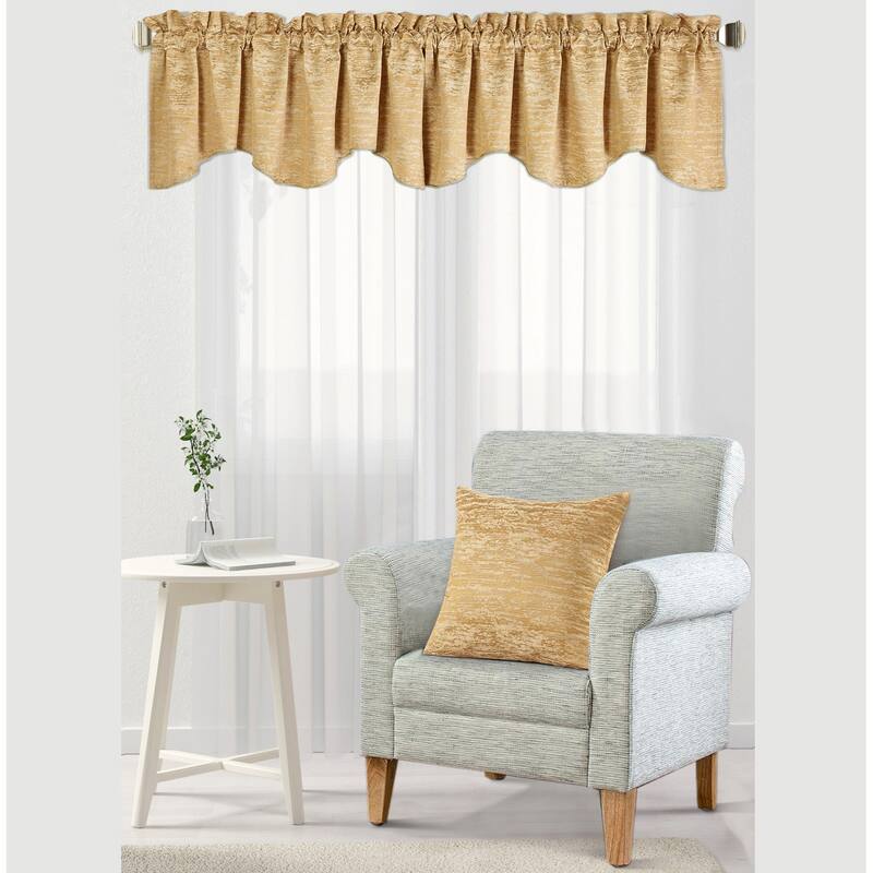 Peralta Jacquard Chenille Window Valance and Pillow Shell Set - 56" x 19" - benin-honey gold