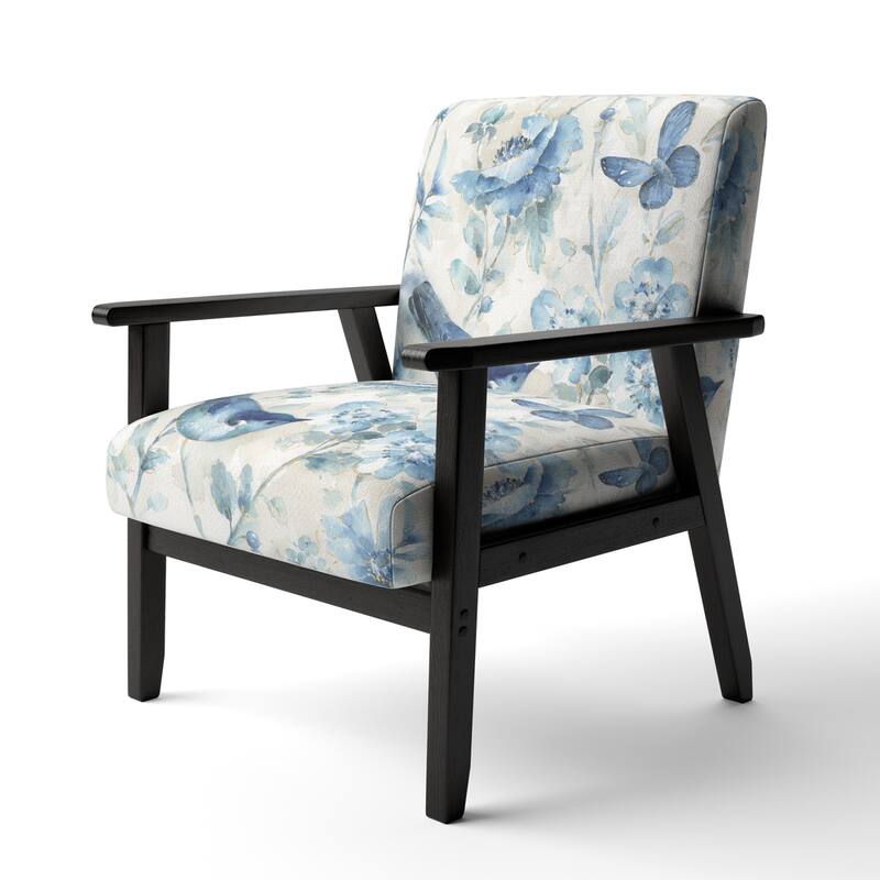Designart "Indigold Bird Cottage Family II" Upholstered Farmhouse Accent Chair - Arm Chair - Arm Chair