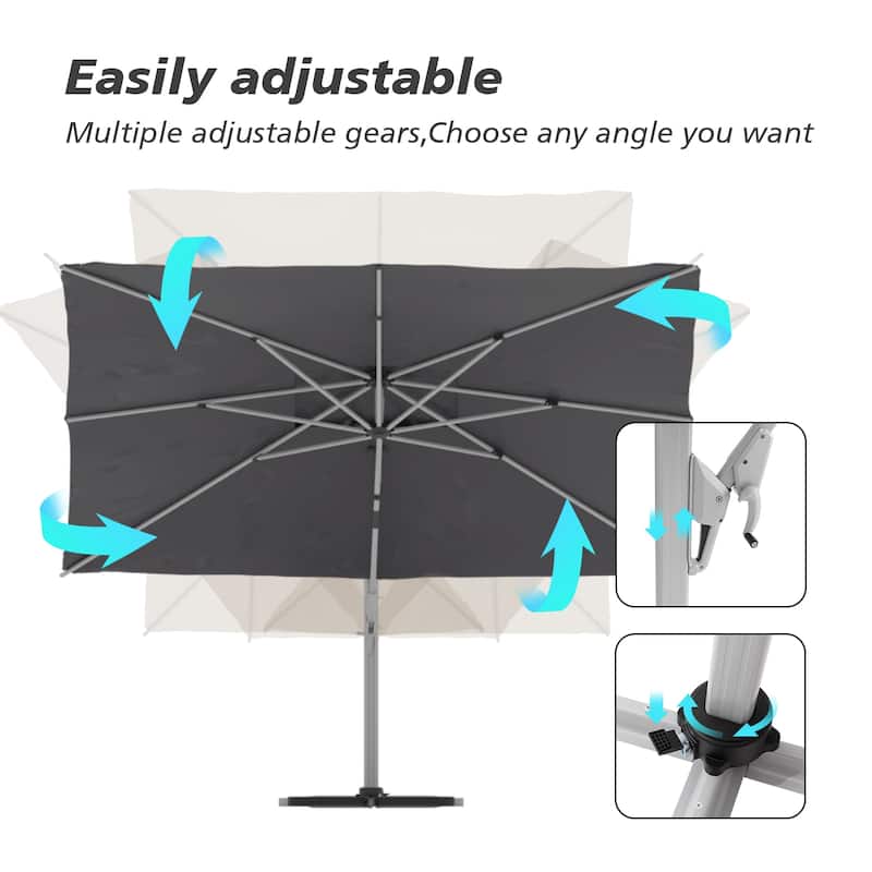 9 x 12 ft Aluminum Crank-lift Cantilever Patio Umbrella