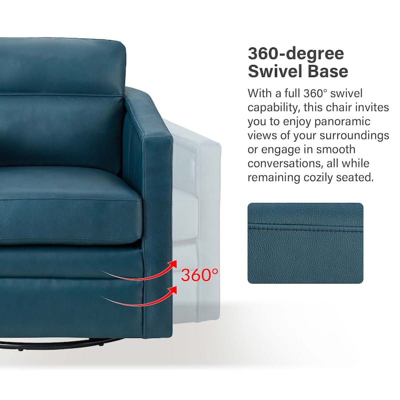 Jorge 28.74" Wide Genuine Leather Swivel Chair with Arms