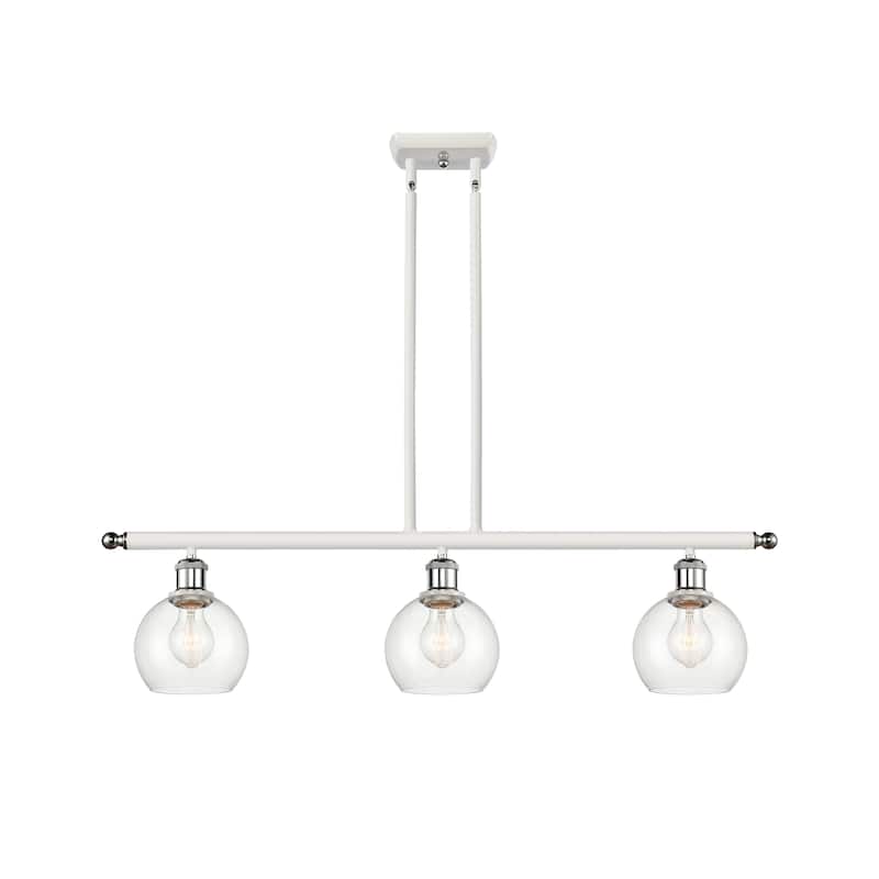 Innovations Lighting Athens 3 Light 36" Island Light - 6" Shade - Clear/White and Polished Chrome