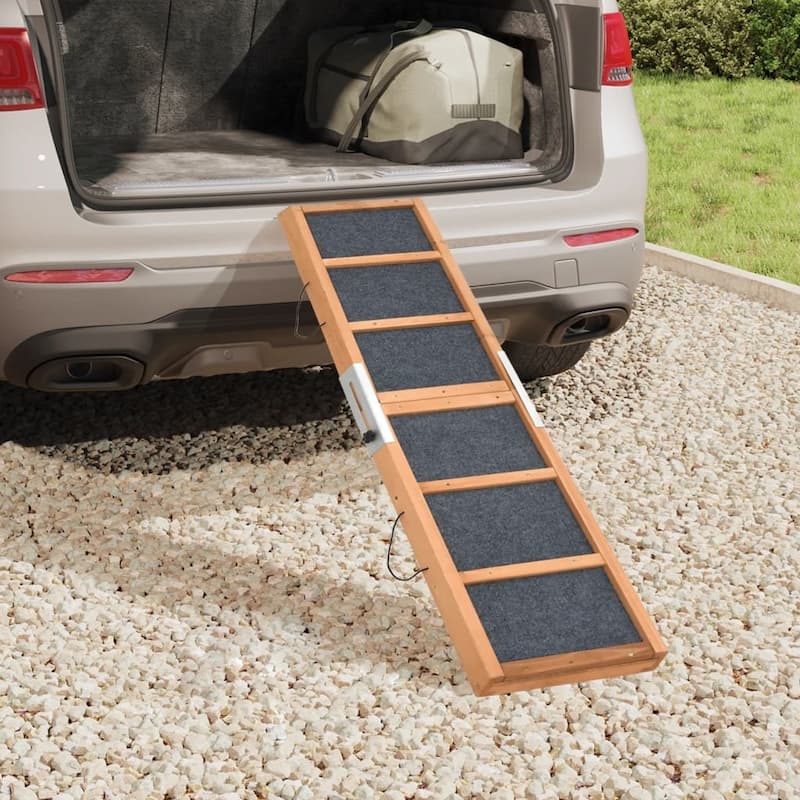 vidaXL Dog Ramp Gray 47.2"x11.8" Solid Wood Fir - 47.2" x 11.8" x 1.2"