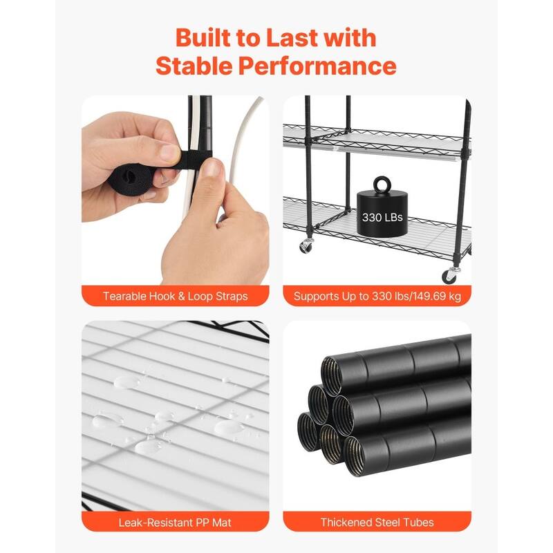 Black Metal 6-Tier Double-Row Plant Stand with 10 Warm LED Grow Lights and Timer - 47.24 x 13.78 x 70.87 in