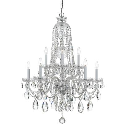 Traditional Crystal 10 Light Clear Swarovski Strass Crystal Chrome Chandelier - 32'' W x 36'' H