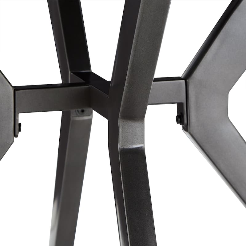 Calem Wood Finish and Iron Grey Metal Base 45" Round Dining Table by iNSPIRE Q Modern