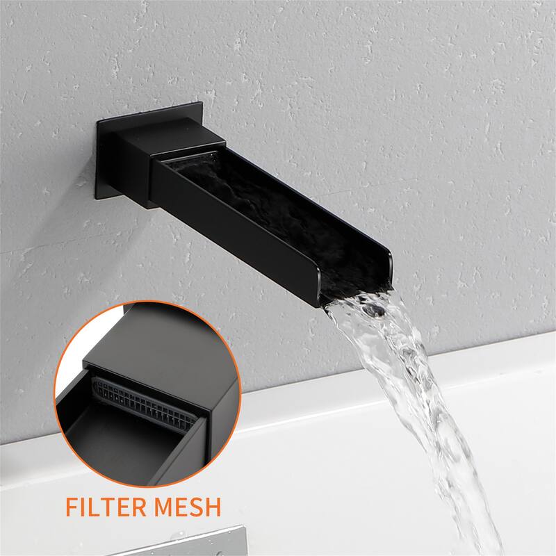 Wall Mounted Tub Shower System with Rough-in Valve Pressure Balance Rainfall Shower Faucet with Tub Spout