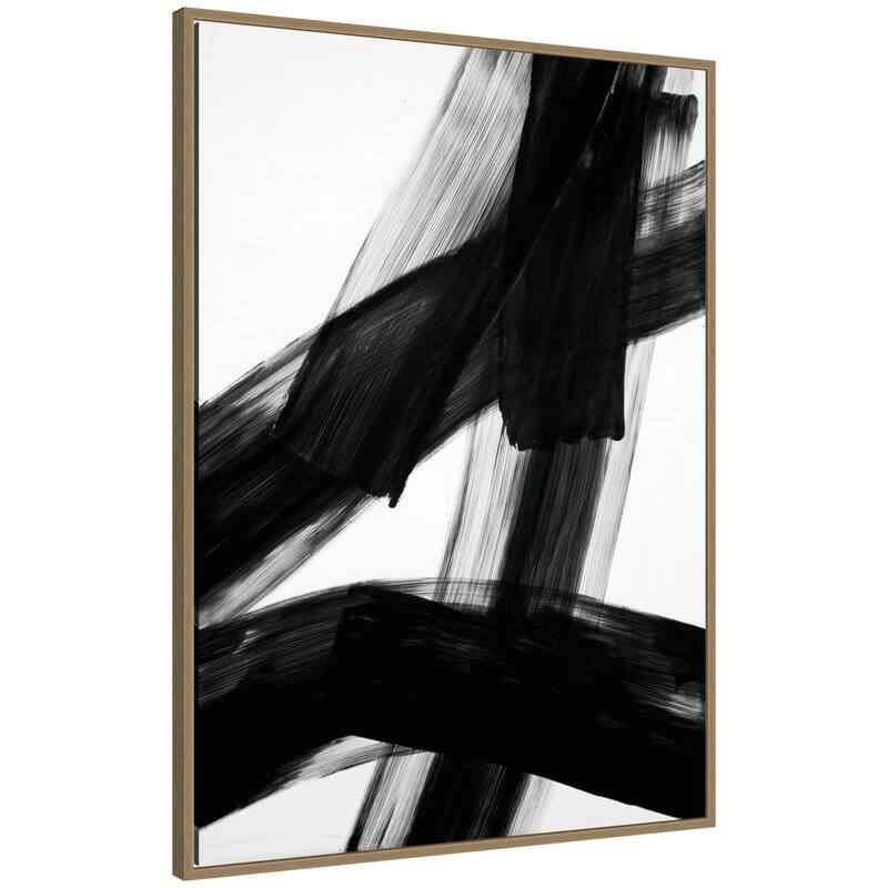 Kate and Laurel Black Mark No. 3 by Amy Lighthall Framed Canvas Wall Art Print - 28x38 - Gold