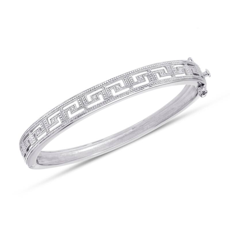 Victoria Townsend Silver Plated Diamond Accent Greek Key Bangle