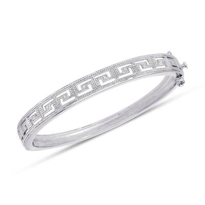 Victoria Townsend Silver Plated Diamond Accent Greek Key Bangle