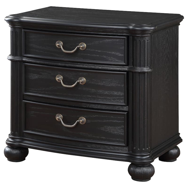 Black 3 Drawer 16.5 in. W Nightstand with Sturdy Hardware and Ample Storage
