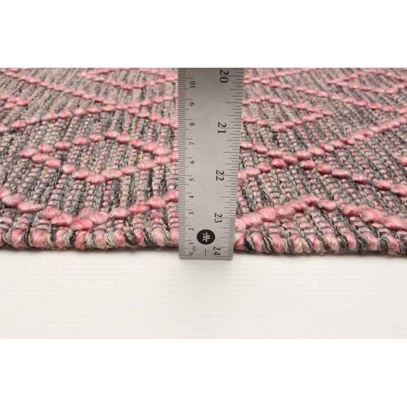 ECARPETGALLERY Braid weave Sienna Dark Pink Wool Rug - 5'0 x 7'10