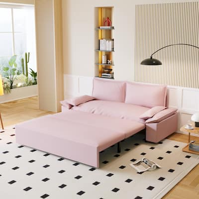 70.1" Queen 3-in-1 Convertible Sleeper Pull Out Sofa Bed with 2 Soft Pillows