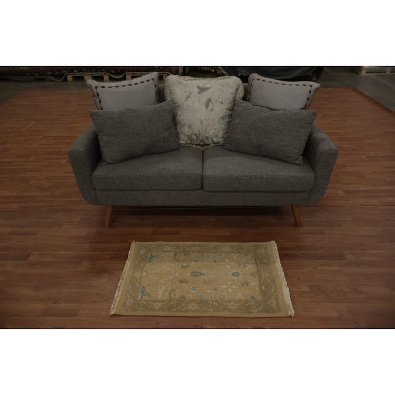 Hand Knotted Oriental 100% Wool Carpet Traditional All-Over Brown Ziegler Area Rug - 2' 11'' X 1' 11''