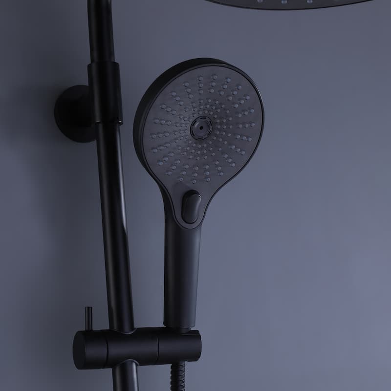 Exposed Pipe Shower System With Handheld Shower 10 Inch Head Matte Black Wall Mounted Shower Faucet Set (Main Body Not Included)