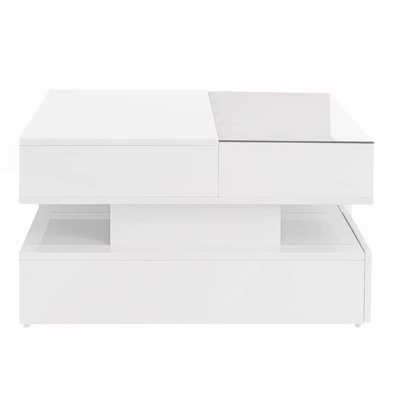 Modern Square Lift-Top Coffee Table with 2 Drawers