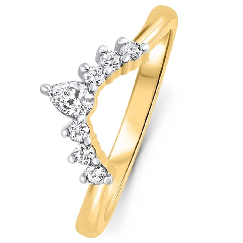 1/4Ct Diamond Curved Wedding Anniversary Engagement Guard Ring Gold Lab Grown