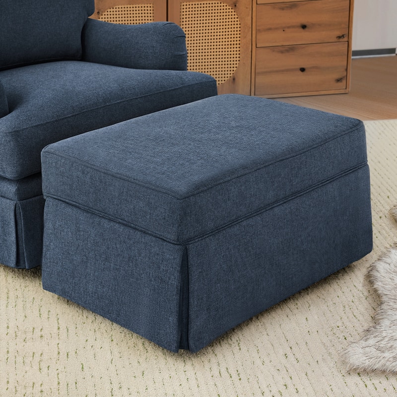 LUE BONA Swivel Fabric Single Sofa with a Removable Storage Ottoman, Living Room Accent Chair Set with Ottoman