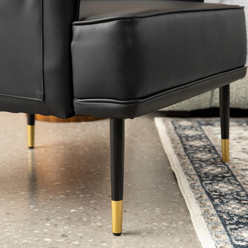 Glitzhome Set of 2 29.5"W Mid-Century Modern Leatherette Armchairs With Side Pocket - 29.5" W x 32" H x 28.75" D