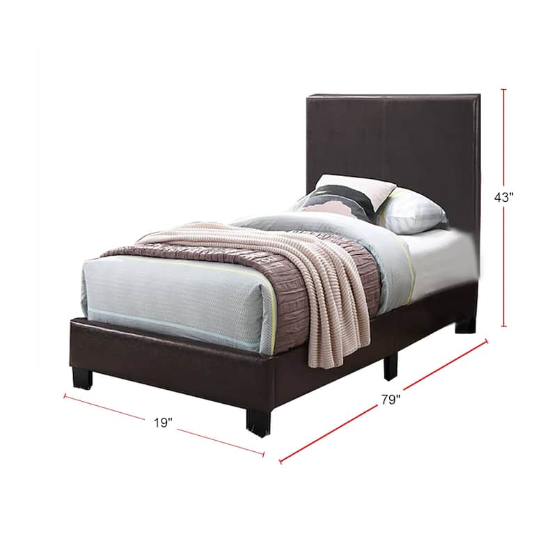 Faux Leather Upholstered Bed in Brown