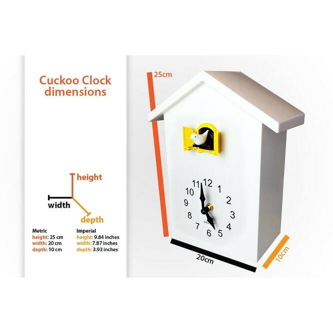 Walplus White Minimalist Cuckoo Clock Colorful Window 4 Changeable Birds