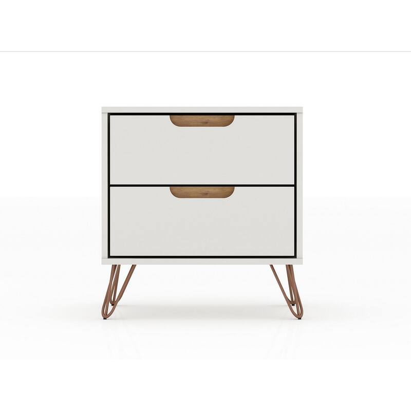 Manhattan Comfort Rockefeller 2-Drawer Nightstand (Set of 2)