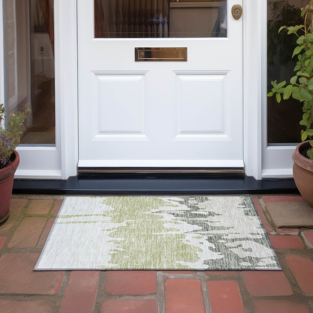 Machine Washable Indoor/ Outdoor Modern Abstract Chantille Rug